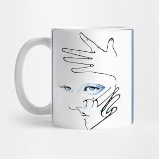 drawing female face Drawing Minimal Abstract Face Art Woman Leaves Mug